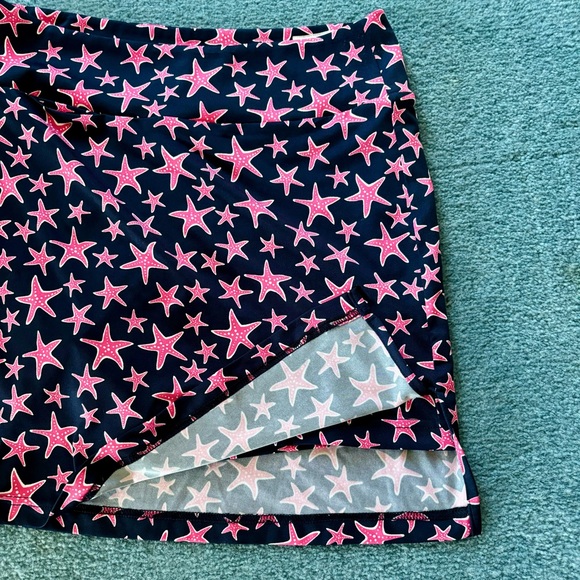 Golftini Shooting Stars Pull On Tech Skort - Navy and Pink - Picture 3 of 4